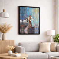 Holy Family Donkey Art Print, Nativity Canvas Print, Religious Christmas Wall Art, Nativity Scene Digital Download Art