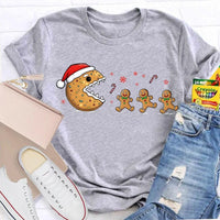 Adorable Snowflake Christmas Tee, Christmas Biscuit Santa Hat Shirt, Holiday Biscuit T-Shirt, Winter Cookie Shirt, Christmas Present for Women