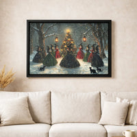 Snowy Forest Holiday Canvas Wall Decor, Witches Christmas Tree Canvas Art, Gothic Witchy Christmas Canvas Print, Spooky Winter Wall Art