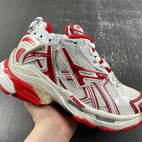 Low Top Sneakers, White Red Colorway, Lace Up Design, Casual Gift for Sneaker Fans