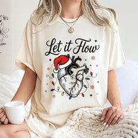 Heart Anatomy Santa Hat Shirt, Cardiac Nurse Christmas T-Shirt, Medical Holiday Nurse Shirt, Healthcare Worker Xmas Graphic Tee Present