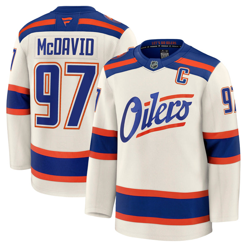 Edmonton Oilers Connor McDavid Light Beige Alternate Premium Jersey