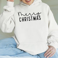 Minimalist Holiday Script Hoodie, Merry Christmas Hoodie, Comfy Winter Hooded Sweatshirt, Adorable Christmas Hoodie, Holiday Season Present