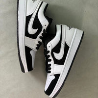 Low Top Sneakers, White Black Colorway, Lace Up Design, Casual Gift for Sneaker Fans