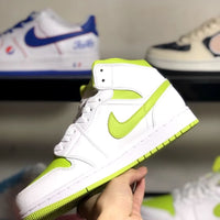 Mid Top Basketball Shoes, White Green Colorway, Lace Up Design, Casual Gift for Shoe Lovers