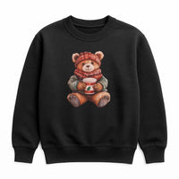 Comfy Holiday Coffee Teddy Bear Crewneck, Christmas Bear Sweatshirt, Adorable Winter Season Pullover, Aesthetic Christmas Animal Sweater