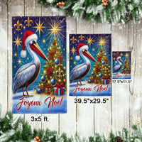 Joyeux Noel Cajun Holiday Flag, Louisiana Pelican Christmas Garden Flag, Double-Sided French Creole Flag, Louisiana State Pride Decor