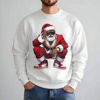 Hip Hop Streetwear Holiday Crewneck, Black Santa Christmas Sweatshirt, African American Santa Sweatshirt, Retro Xmas Graphic Sweatshirt
