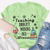 Winter Holiday Educator Shirt, Snowflake Teaching Bright Minds Teacher Christmas T-Shirt, Teacher Christmas Lights Tee, Holiday T-Shirt