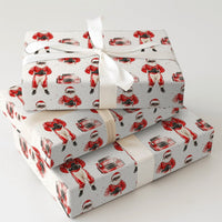 Red Race Car Driver Gift Wrap, Racing Santa Christmas Wrapping Paper, Motorsport Holiday Wrapping Paper, Car Lover Xmas Gift Wrap Roll