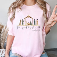 The Greatest Present of All Shirt, Nativity Scene T-Shirt, Christian Christmas Graphic Tee, Faith Religious T-Shirt, Holiday Church Present Tee