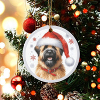 Santa Hat Pet Portrait Ornament, Briard Dog Christmas Ornament, Adorable Dog Lover Holiday Tree Ornament, Ceramic Keepsake Present