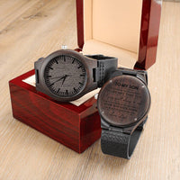 Personalized Sandalwood Timepiece from Dad, Engraved Wooden Watch for Son, Japanese Quartz Leather Watch, Birthday Christmas Keepsake