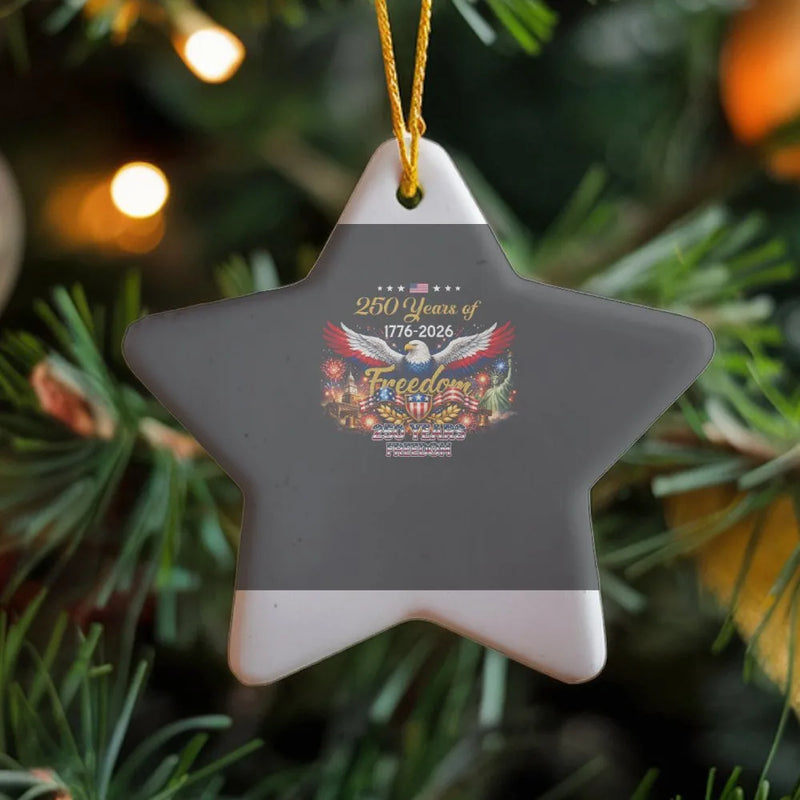 American Eagle 1776-2026 Ornament, Patriotic 250th Anniversary Star Ceramic Ornament, USA Flag Christmas Ornament, Patriotic Holiday Present