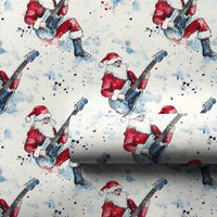 Watercolor Guitar Christmas Gift Wrap, Rock Star Santa Wrapping Paper, Cool Santa Holiday Wrapping Paper, Rocker Santa Christmas Gift Wrap