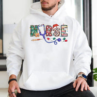 Festive Stethoscope Nurse Hoodie, Christmas Nurse Hoodie, Holiday Healthcare Sweatshirt, Nursing Student Pullover Hoodie, RN Xmas Present