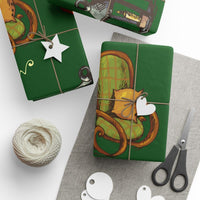 Vintage Lantern Sleigh Boot Pattern Gift Wrap, Christmas Gift Wrapping Paper, Retro Holiday Wrapping Paper Roll