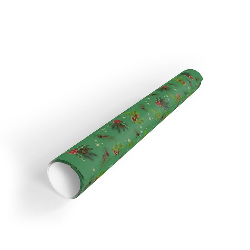 Botanical Christmas Gift Wrap, Pinecone and Holly Berry Wrapping Paper, Rustic Winter Present Wrap, Traditional Holiday Gift Wrapping Paper