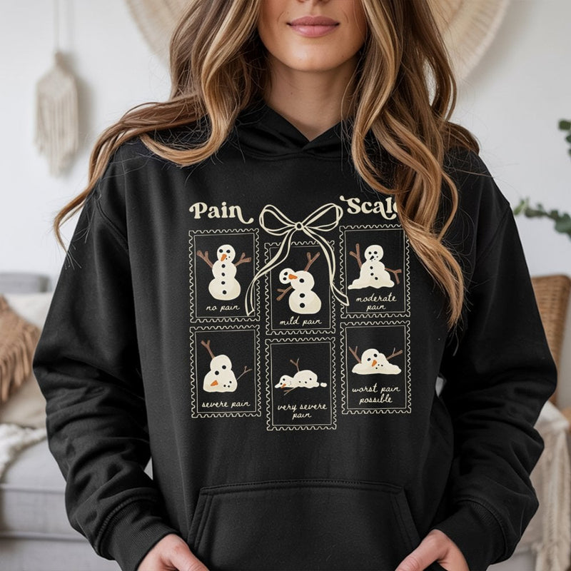 Medical Christmas Holiday Sweatshirt, Humorous Snowman Pain Scale Nurse Hoodie, RN Hospital Pullover, Healthcare Worker Xmas Sweater