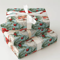 Retro Santa Face Holiday Gift Wrap, Vintage Santa Claus Wrapping Paper, Classic Christmas Wrapping Paper, Nostalgic Xmas Gift Wrap Roll