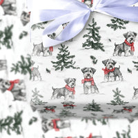 Festive Dog Gift Wrap, Schnauzer Christmas Wrapping Paper, Winter Plaid Scarf Puppy Wrapping Paper, Holiday Pet Gift Wrap for Dog Lovers