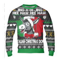 Humorous Italian Holiday Sweater, Italian Christmas Donkey Ugly Sweater, Heritage Donkey Christmas Sweatshirt, Ugly Crewneck Party Sweater
