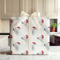 Watercolor Arctic Animal Gift Wrap, Polar Bear Christmas Wrapping Paper, Santa Hat Polar Bear Wrapping Paper, Winter Holiday Gift Wrap