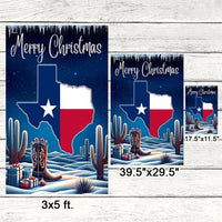 Double-Sided Lone Star State Yard Flag, Texas Merry Christmas Y'all Garden Flag, Southern Rustic Holiday Lawn Flag