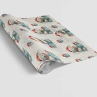 Adorable Arctic Animal Christmas Gift Wrap, Polar Bear Santa Wrapping Paper, Winter Holiday Wrapping Paper, Festive Present Paper Roll