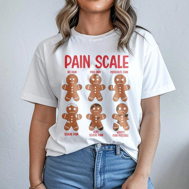 Humorous Christmas Nurse Shirt, Pain Scale Gingerbread Shirt, Medical Humor Gingerbread Graphic Shirt, Hospital RN Tee, Holiday Nurse Present