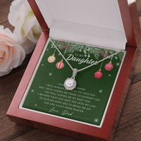 Christmas Present from Dad Necklace, To My Daughter Necklace, White Gold Over Stainless Steel Pendant Meaningful Birthday Present for Daughter