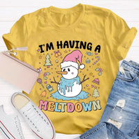 Humorous Winter Holiday Graphic Shirt, Meltdown Snowman Christmas T-Shirt, Adorable Melting Snowman Humor Xmas Tee, Present