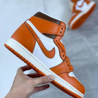 High Top Sneakers, Orange Colorway, Lace Up Design, Casual Gift for Sneaker Fans