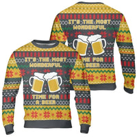 Humorous Beer Lover Christmas Sweatshirt, Wonderful Time for a Beer Sweatshirt, Ugly Christmas Party Sweatshirt, Holiday Drinking Crewneck