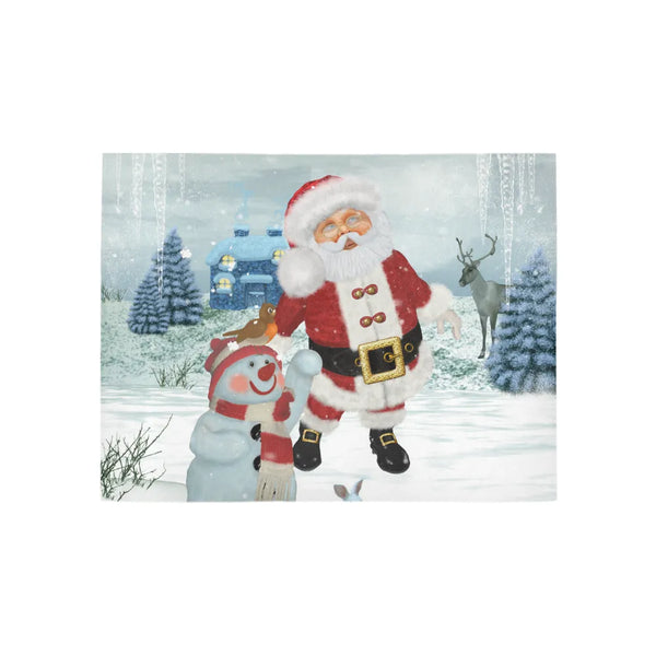 Winter Holiday Runner Rug, Christmas Santa Claus Snowman Runner Rug, Festive Hallway Runner Rug, Xmas Kitchen Floor Runner Ru