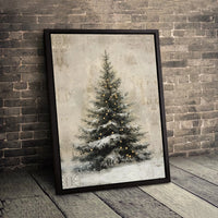Snowy Pine Tree Canvas Print, Rustic Christmas Tree Canvas Wall Art, Winter Holiday Canvas Art, Festive Farmhouse Decor Christmas Present