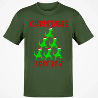 Humorous Dinosaur Holiday Graphic Tee, Christmas Tree Rex Shirt, Adorable Trex Christmas T-Shirt, Festive Dino Lover Shirt, Holiday Season Tee
