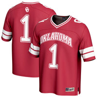 #1 Oklahoma Sooners Lightweight Collegiate Football Fashion Jersey - Crimson