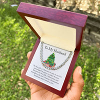 Husband Holiday Chain, Christmas Cuban Link Chain Necklace, Mens Cuban Link Jewelry, Personalized Husband Necklace, Christmas Present for Him