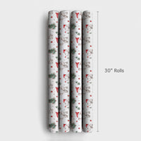 Santa Hat Holiday Gift Wrap, Baby Elephant Christmas Wrapping Paper, Adorable Watercolor Animal Wrapping Paper, Kids Christmas Gift Wrap Roll