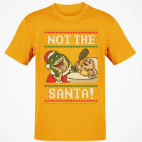 Humorous Holiday Dino Graphic Tee, Not the Santa Dinosaur Christmas Shirt, Retro Ugly Sweater T-Shirt, Dinosaur Lover Xmas Present Shirt
