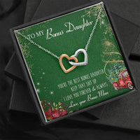 Surgical Steel Pendant Necklace, Bonus Daughter Interlocking Heart Necklace, Stepdaughter Keepsake Necklace, Christmas Present from Bonus Mom
