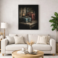 Vintage Oil Candlelight Present Print, Christmas Still Life Canvas Wall Art, Festive Holiday Canvas Art, Digital Download Decor