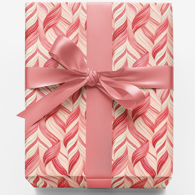 Wavy Ribbon Christmas Gift Wrap, Candy Cane Wrapping Paper, Retro Swirl Holiday Wrapping Paper, Valentine Birthday Gift Wrap, Party Roll
