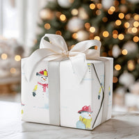 First Responder Gift Wrap, Firefighter Snowman Wrapping Paper, Watercolor Snowman Wrapping Paper, Adorable Christmas Firefighter Wrapping Paper