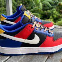Low Top Sneakers, Blue Red White Colorway, Lace Up Design, Casual Gift for Sneaker Fans