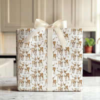 Christmas Deer Gift Wrap, Watercolor Reindeer Wrapping Paper, Festive Jingle Bell Wrapping Paper, Rustic Holiday Gift Wrap Paper Roll