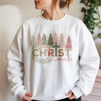 Christian Christmas Tree Graphic Sweater, Merry Christ-mas Sweatshirt, Faith Based Holiday Crewneck, Religious Xmas Pullover Sweatshirt