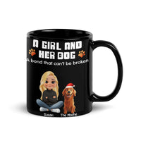 Personalized Girl and Dog Coffee Mug, Custom Dog Mom Ceramic Mug, Adorable Pet Owner Coffee Cup, Christmas Mug Present for Dog Lover