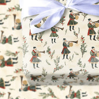 Medieval Drummers Pipers Gift Wrap, Vintage Christmas Musicians Wrapping Paper, Traditional Caroler Wrapping Paper, Holiday Gift Wrap Roll